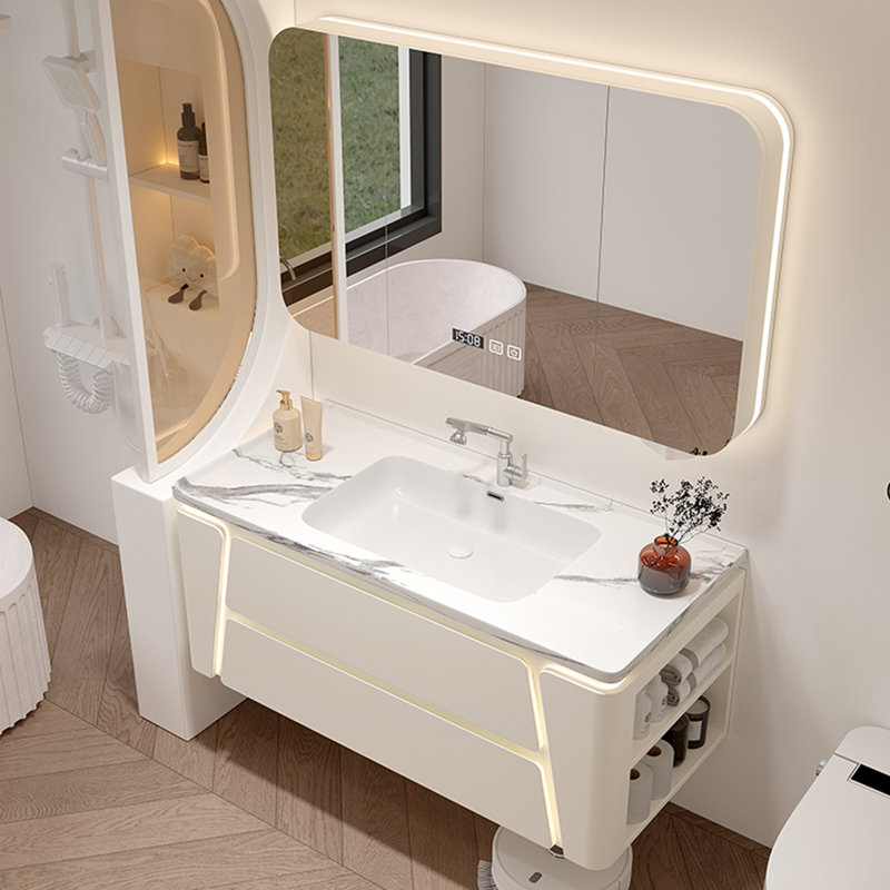 Modern and simple cream style bathroom cabinet