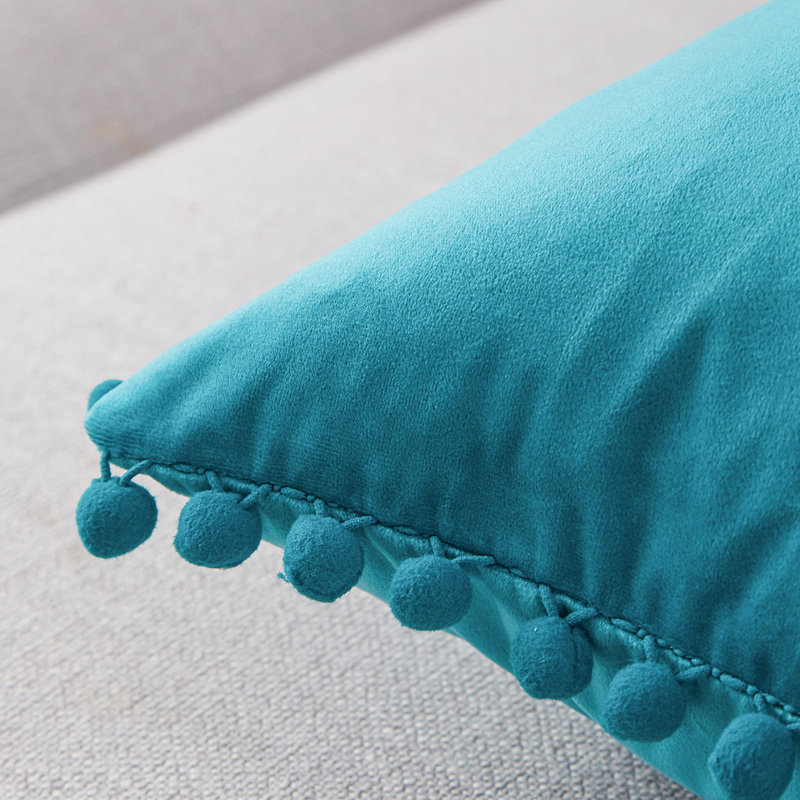 Deconovo Pom-poms Reversible Pillow Cover, Light Blue, 26" x 26"