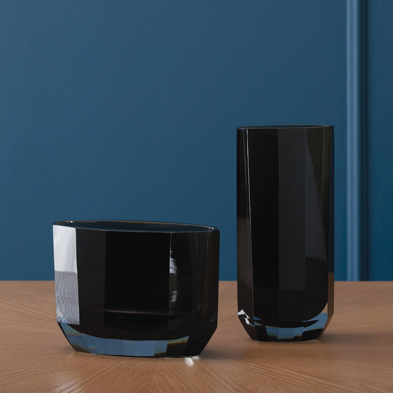 Jewel Vase-Wide, Gray