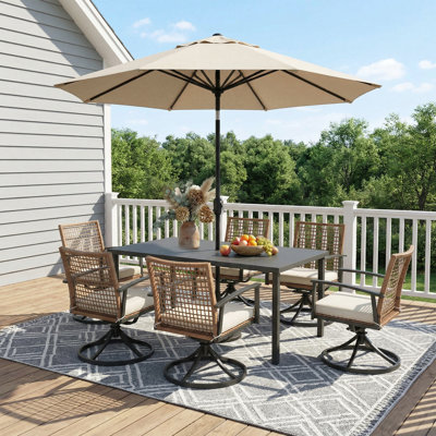 6 - Person Outdoor Swivel & Rocking  Dining Chairs Set