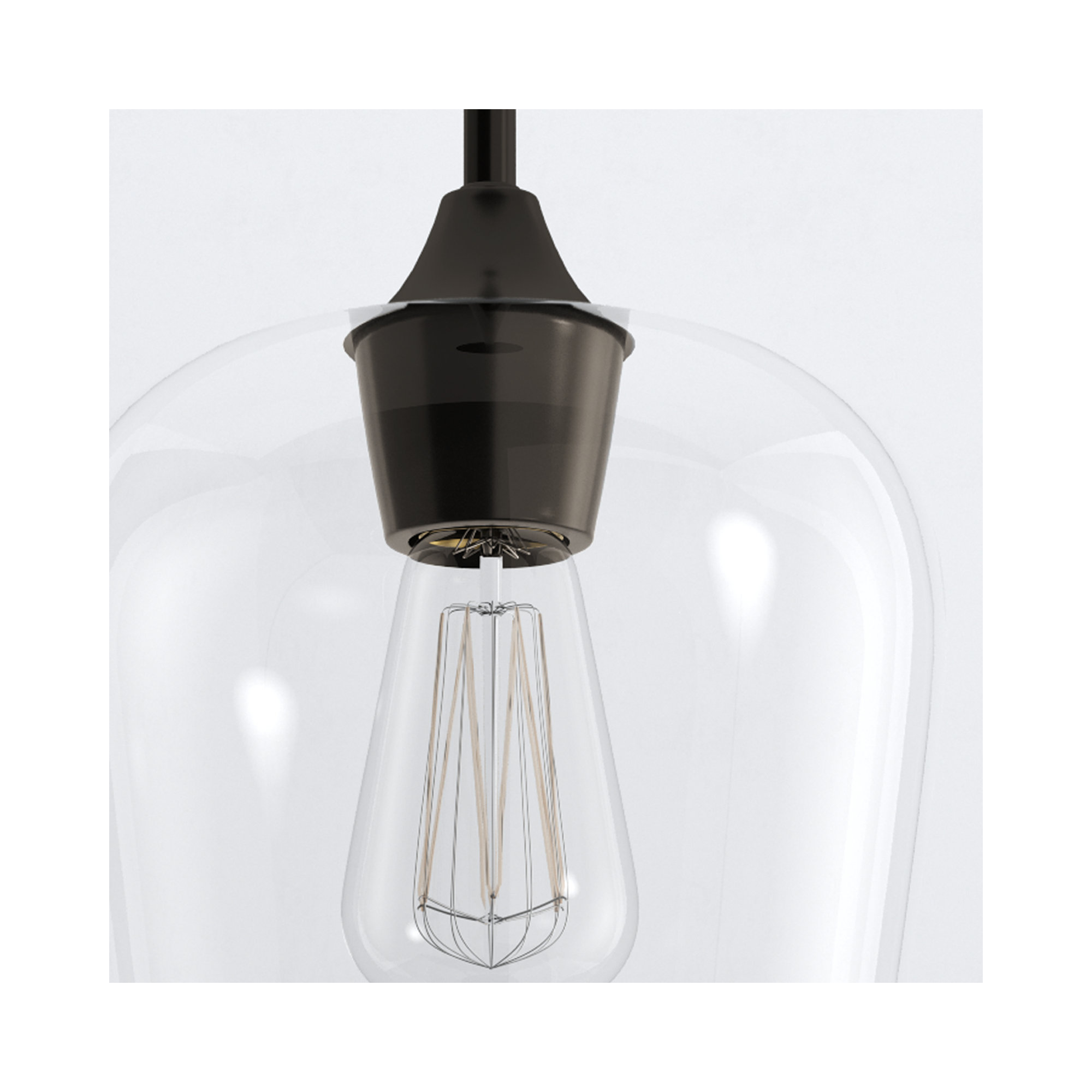 Breena Single Light Glass Steel Dimmable Pendant, English Bronze, Clear