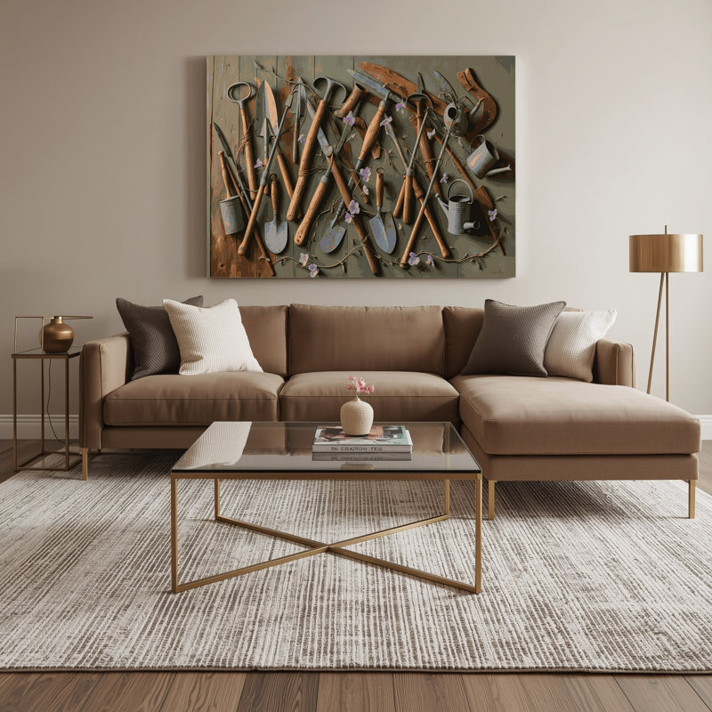 «Farm Garden Tools», art mural sur toile brune, H 20 po x l 24 po
