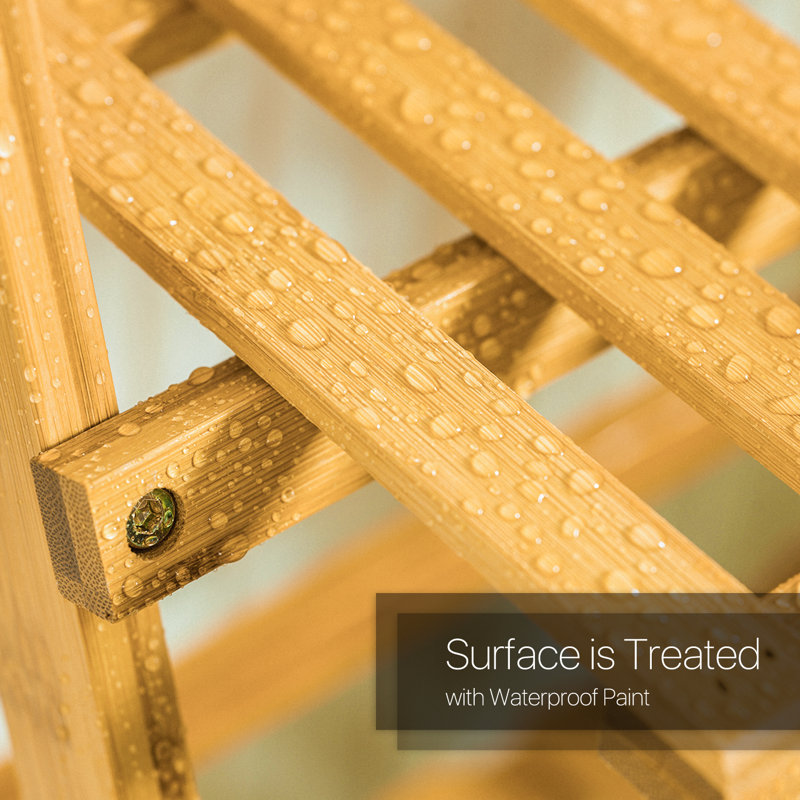 Natural Bamboo 3-Tier Plant Stand with Adjustable Hanging Rod