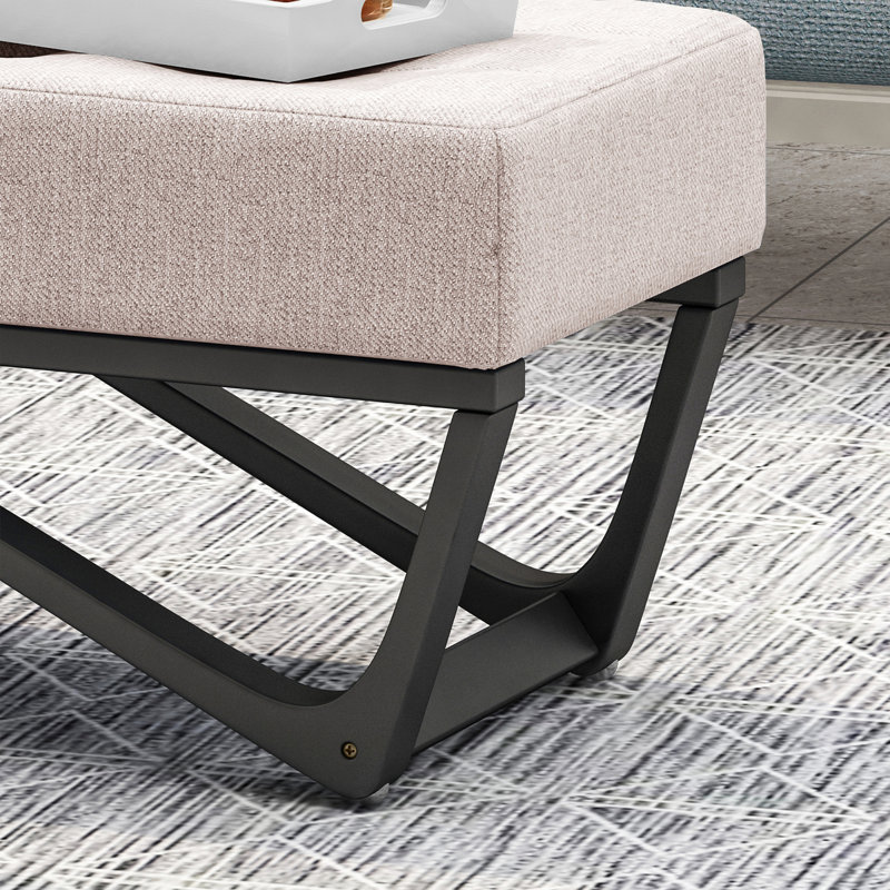 Elegant Waffle Stitch With Upholstery And Graceful Leg Frame Rectangular Featuring Soft Button Tufting Stable Legs