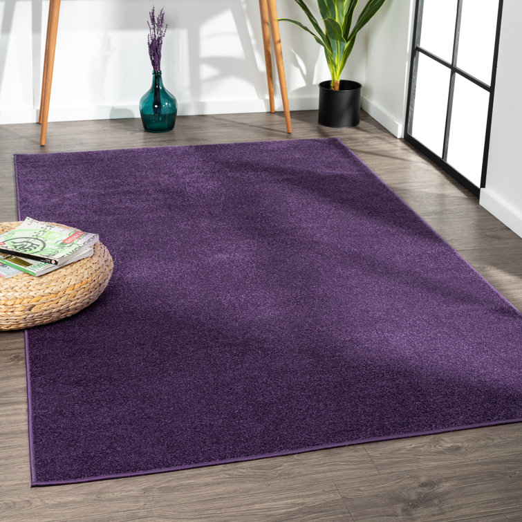 Athaniel Solid Colour Machine Woven Polypropylene Area Rug in Purple
