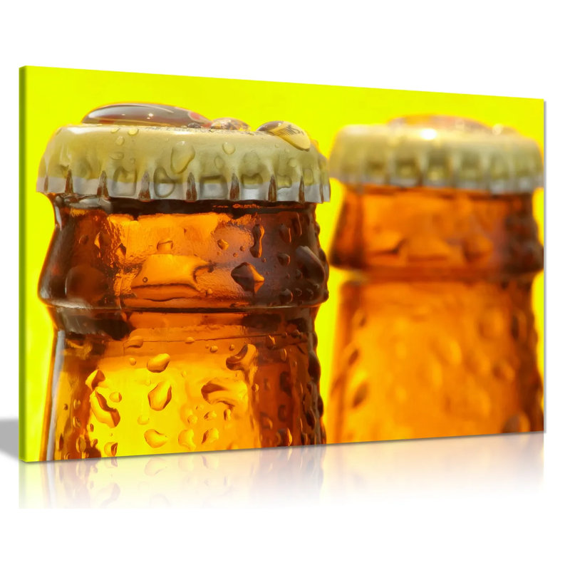 Bottles Of Cold Beer Bar Pub - Wrapped Canvas Print, 31cm H x 46cm W