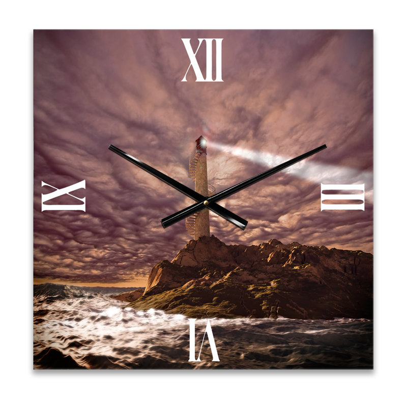 Phare brillant pendant la nuit orageuse I - Horloge murale nautique et côtière, Petit