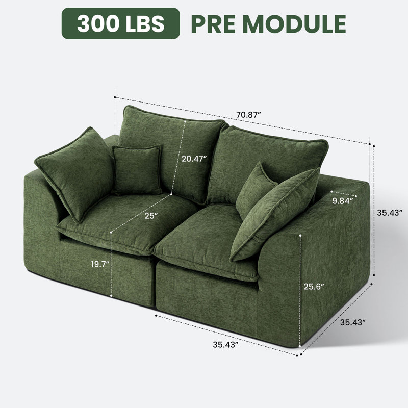 Canapé modulaire Cloud I, 2 sièges, Vert