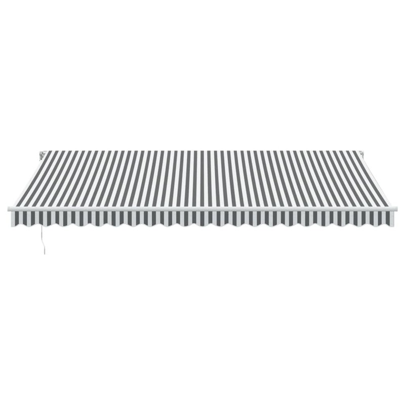 Manual Retractable Awning, 500cm H x 300cm W, Striped, White/Anthracite