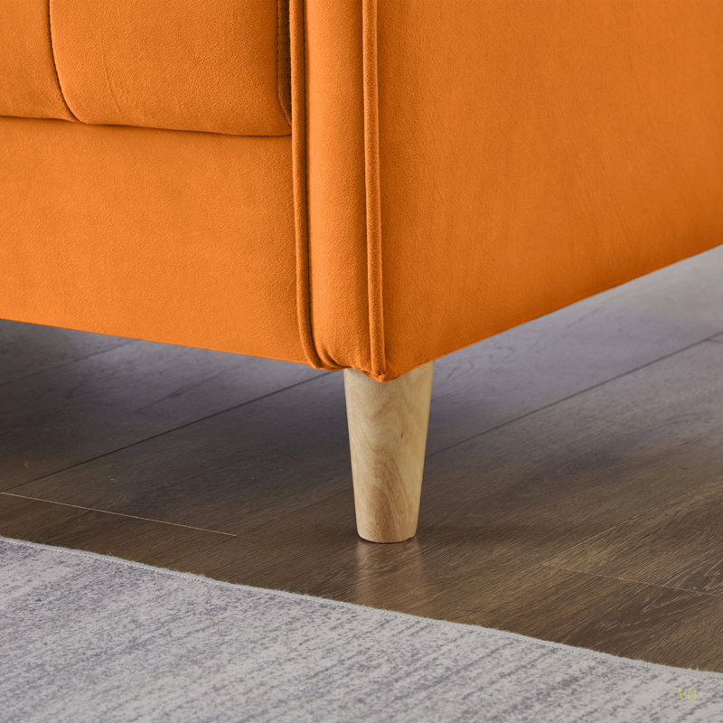 Canapé rembourré en velours de style moderne, Orange, Doré