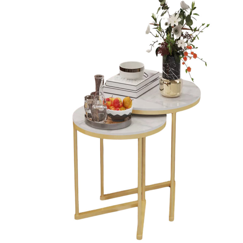 Paineville Set Of 2 Round Nesting Tables With Triangular Base