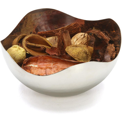 Hosley 5.75 Inch Diameter Silver Finish Metal Bowl, Ideal for Potpourri, LED Candles, Weddings, Special Events, Center Pieces, Craft. Use Decor to Coordinate