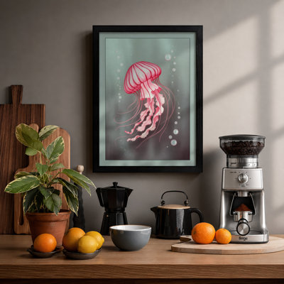 Drifting Jellyfish Coastal - Framed Print