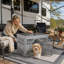 Dog Playpen,4-Panel Resin Pet Fence with Door