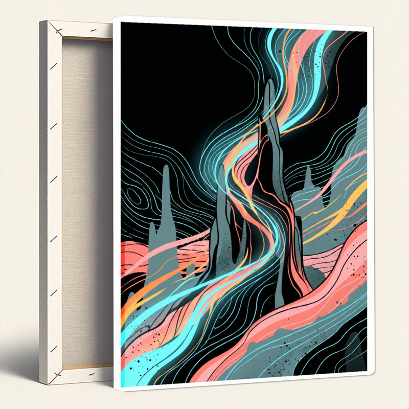 Ensemble de 1 tableau abstrait sur toile « Vagues », 30"H x 20"W, Wrapped Canvas