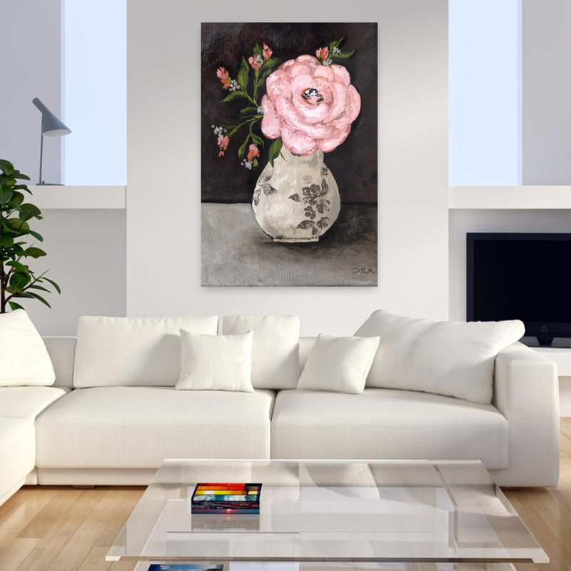 Art floral rétro rétro à l'ancienne, H 48 po x l 32 po