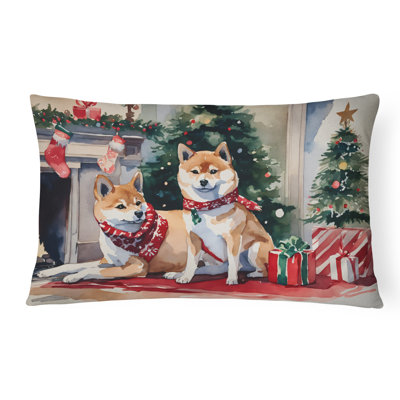 Shiba Inu Cozy Christmas Throw Pillow
