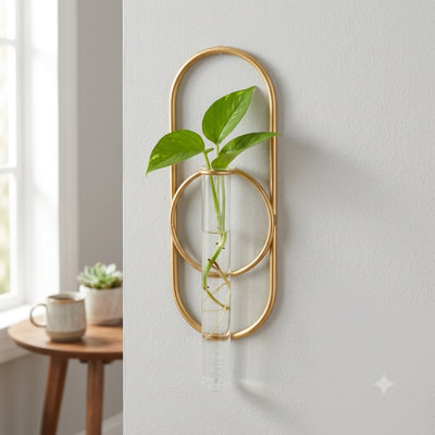 Sephra Metal Loop Glass Wall Planter