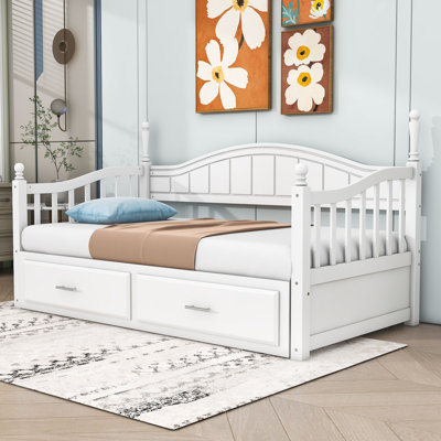 Twin Daybed with Trundle and 2 Drawer Storage MDF Daybed by Alcott Hill
