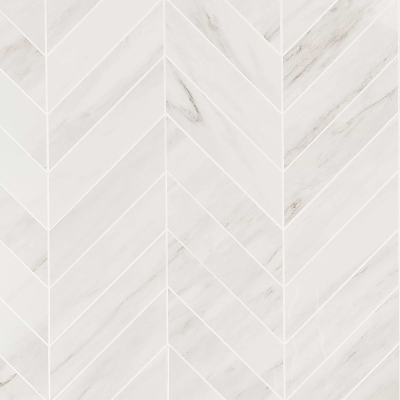 Dreamstone 2X8 Chevron Polished Porcelain Mosaic, Dolomite Snow