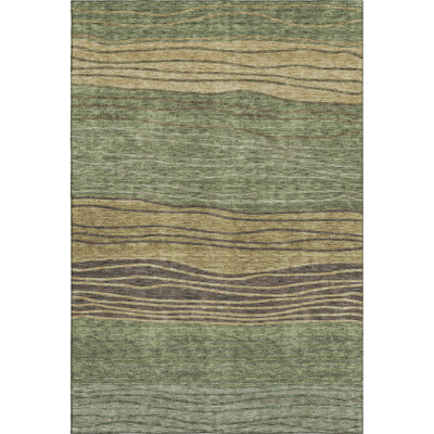Premium Machine Washable Tweedy Olive Rug