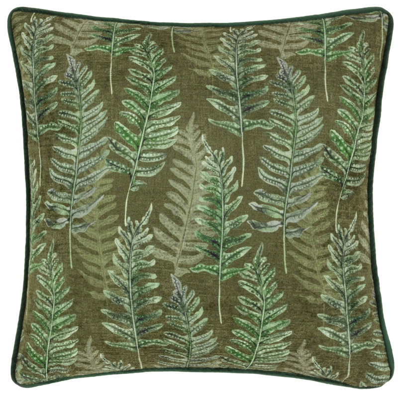 Alixzander Cushion With Filling, Square, Green Floral, 43cm H x 43cm W