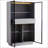 Freestanding Glass Door Display Cabinet With LED Lighting,Internal 2 Drawers And Adjustable Shelves