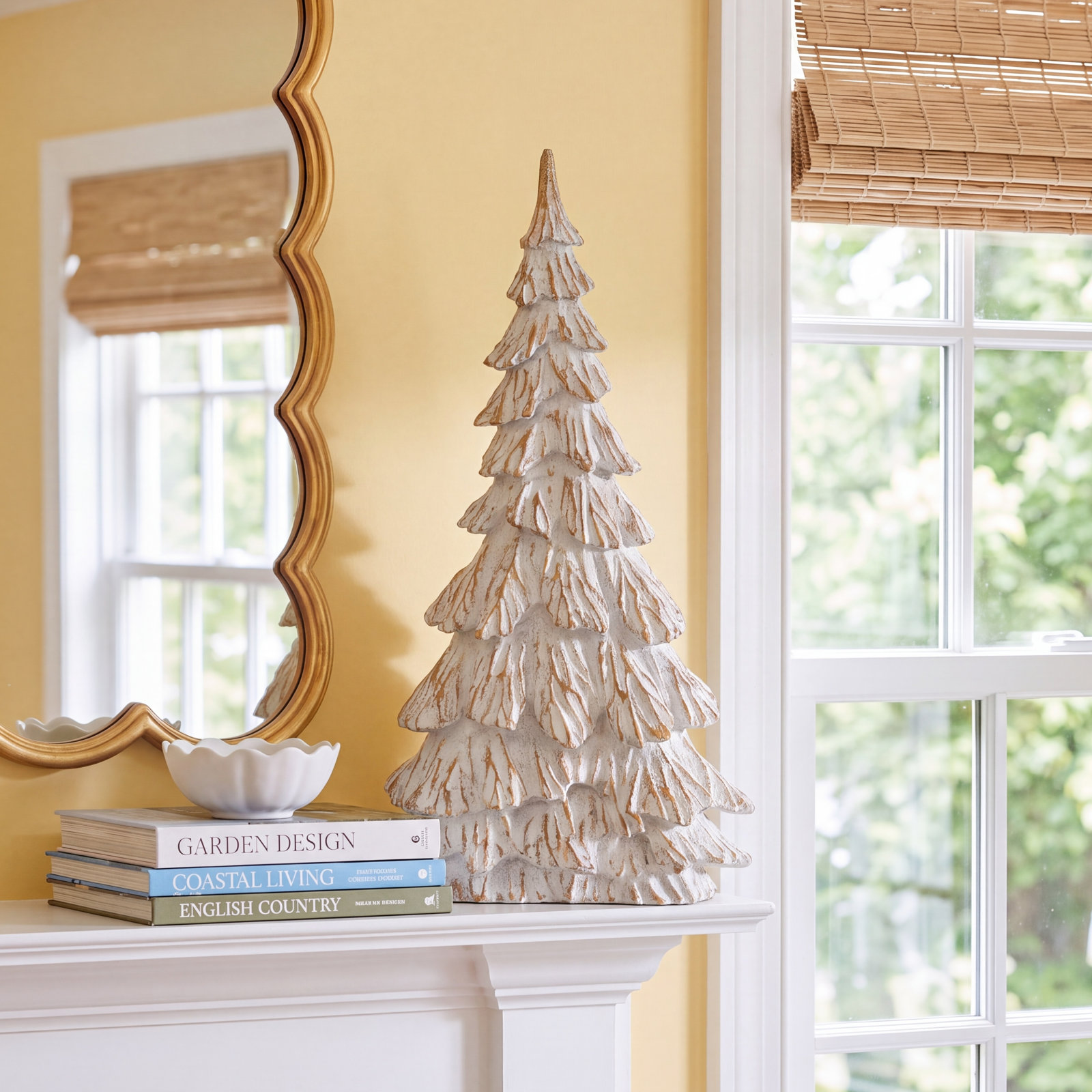 Joyeux Noel Tabletop Tree, 14" H x 7.5" W x 4.5" D