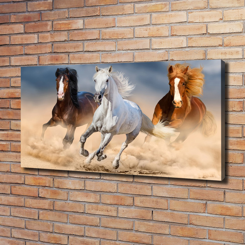 Horses In The Desert - Wrapped Canvas Print