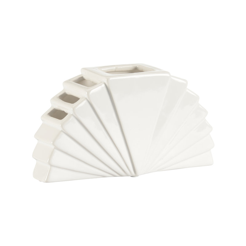 La Feria Vase - White (SM), 5" H x 9' W x 2.75" D