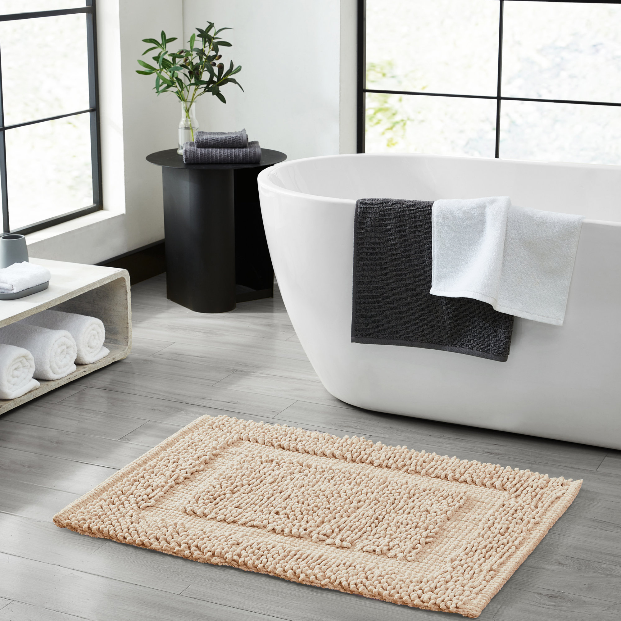 Payten Classic Cotton Bath Mat, Ivory, Single - 17"W x 24"L