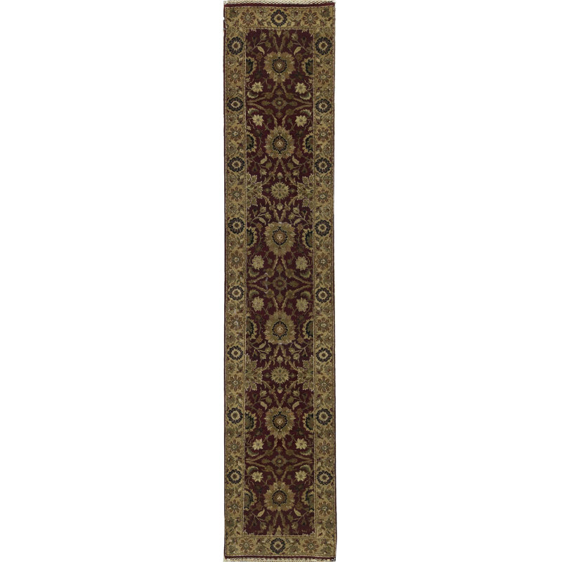 Hand-Knotted High-Quality Red and Gold Runner