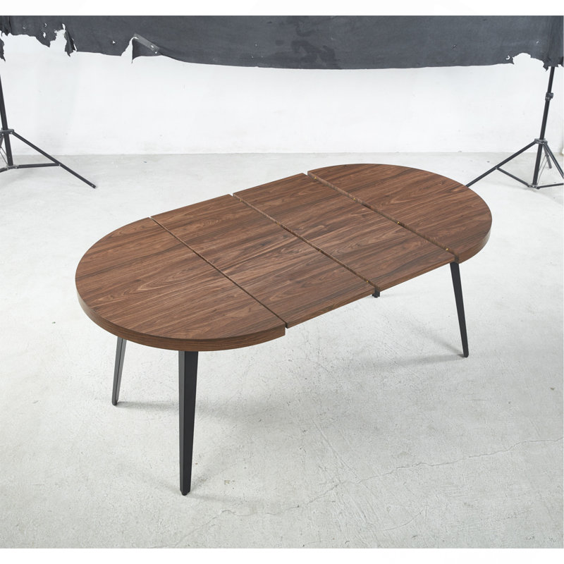 Table extensible, table de salle à manger, pieds en métal, plateau en panneau de fibres à densité moyenne, 100/140 / 180X100x75cm