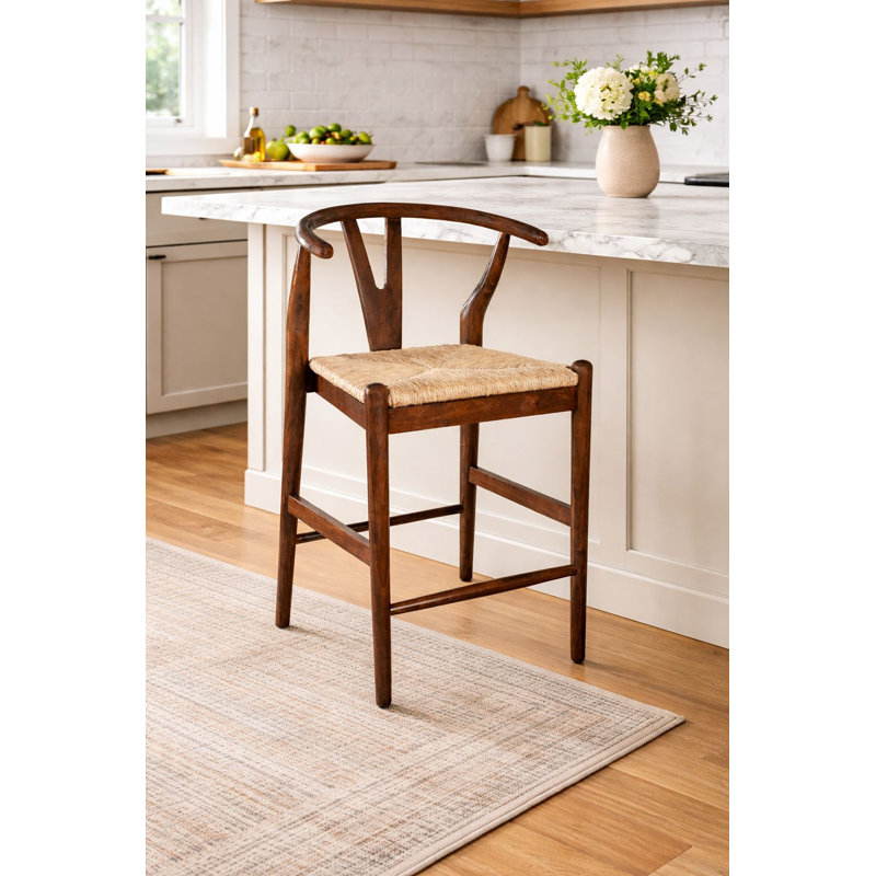 Nareh Bar Height Kitchen Bar Stool, Cappuccino, Counter Stool (24" Seat Height)