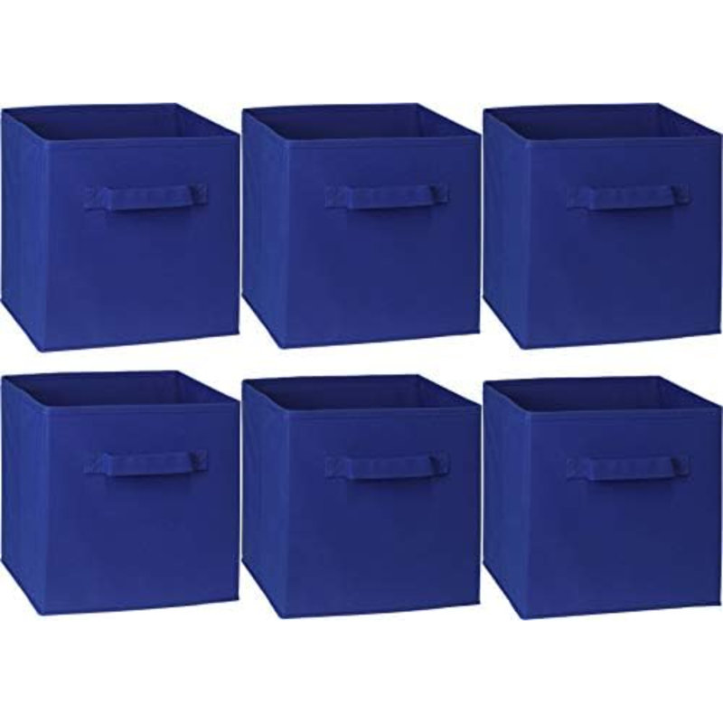 Foldable Cube Storage Bin, Dark Blue - 6 Pack, Blue