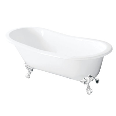Baignoire sur pattes ovale en fonte simple 54 po Tazatina Kingston Brass (sans perçage de robinet)