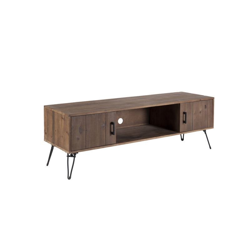 Industrial Style Reclaimed Wood Media TV Stand With Storage Cabinet For Living Media Room