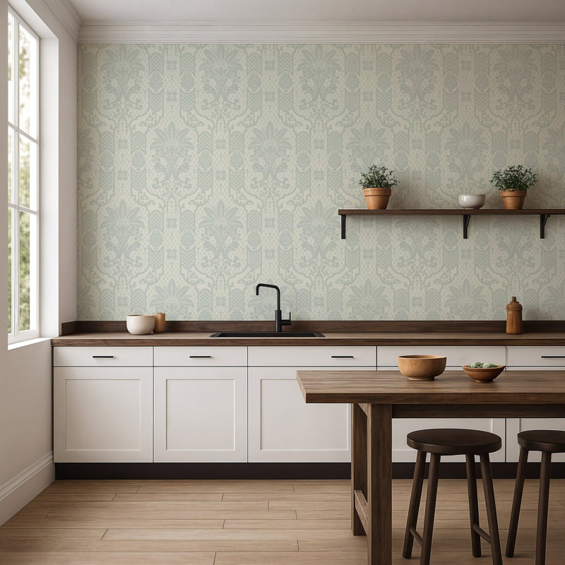 Columnar Bloom - Pale Blue Gray Wallpaper, Paper, Non-Pasted, Pale Blue Gray