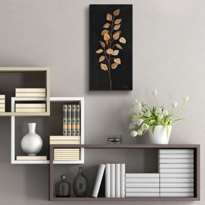  «Farm Branch 1 On Black» par Silvia Vassileva, art mural en verre acrylique, 12 po x 24 po