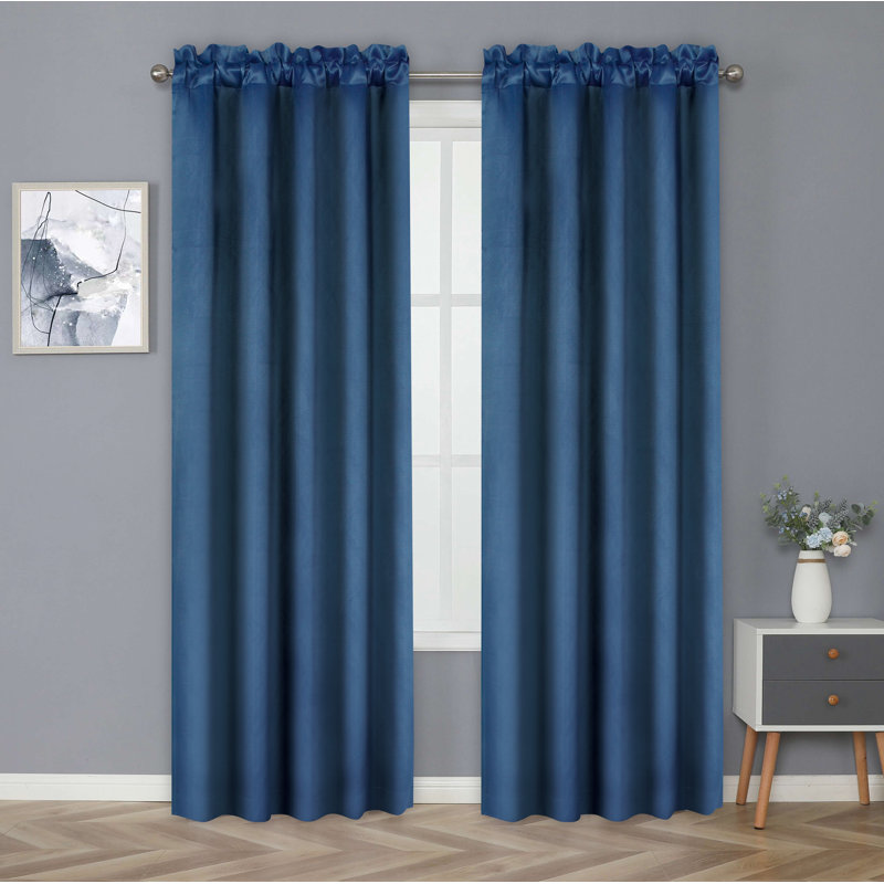 Wiegand Semi Sheer Curtain Pair, Navy