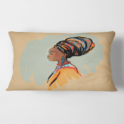 Portrait d'une femme afro-américaine avec housse de coussin rectangulaire et insert Turban II