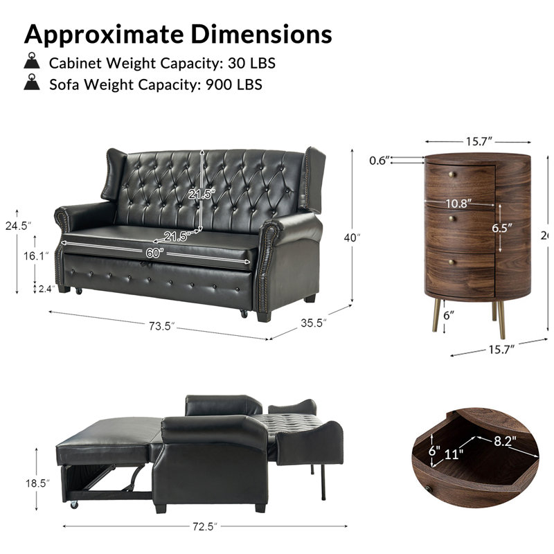 Castres Transitional 2-Piece Living Room Set With Sofa And End Table