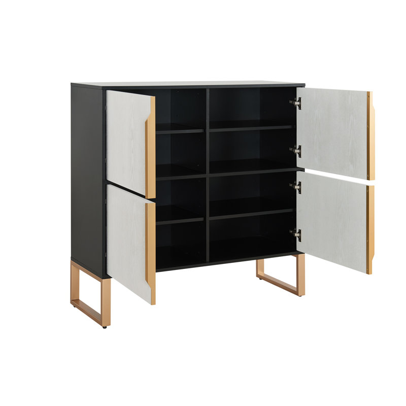Modern Vintage Tall 4-Door Storage Cabinet with Anti-Tip Kit