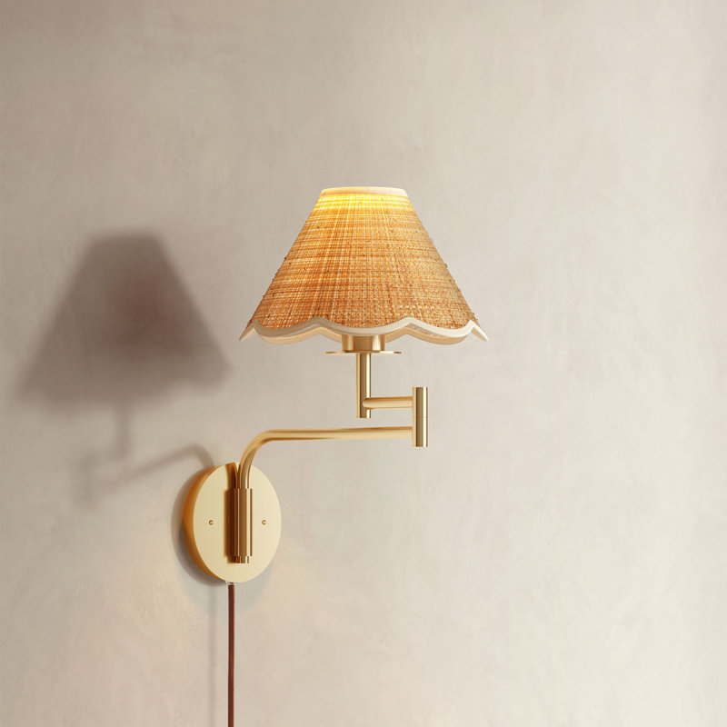 Applique murale 1 lumière Rowabi Naia Rattan, Pince inférieure
