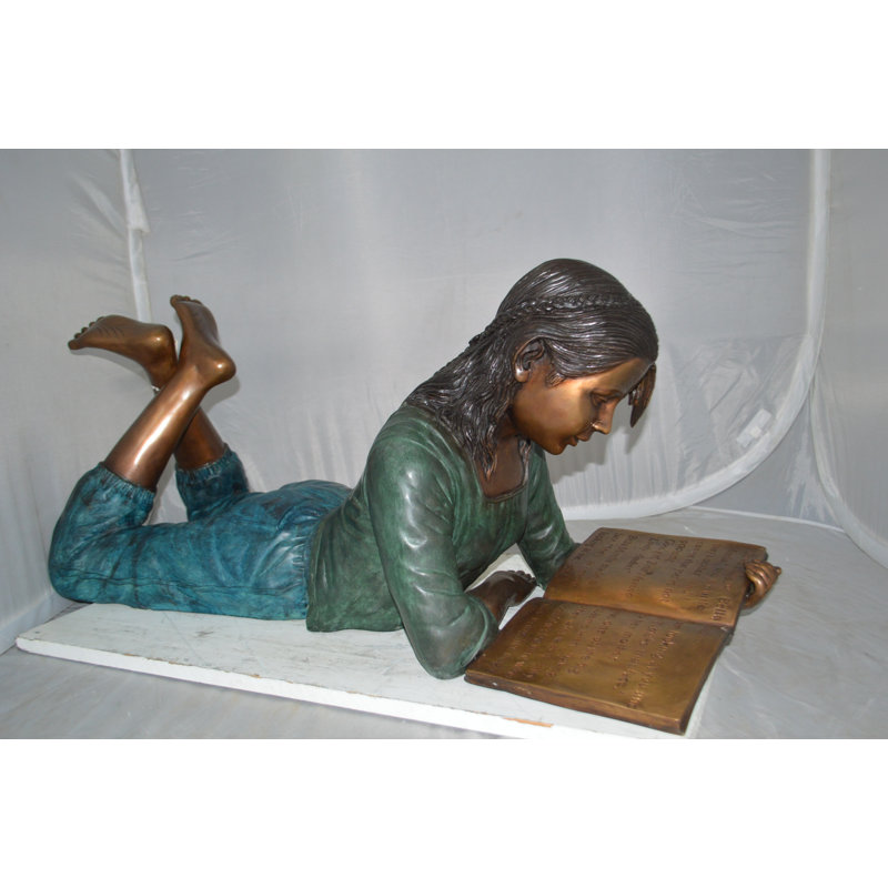 Kate Reading a Book Bronze Statue - Captivating Outdoor Elegant Sculpture, 42"Lx18"Wx17"H Figurines