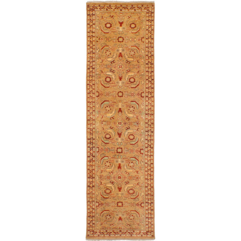 Tapis de couloir unique en laine noué à la main style Chobi des années 2010 de 2 pi 7 po x 9 pi 7 po beige Quirijn