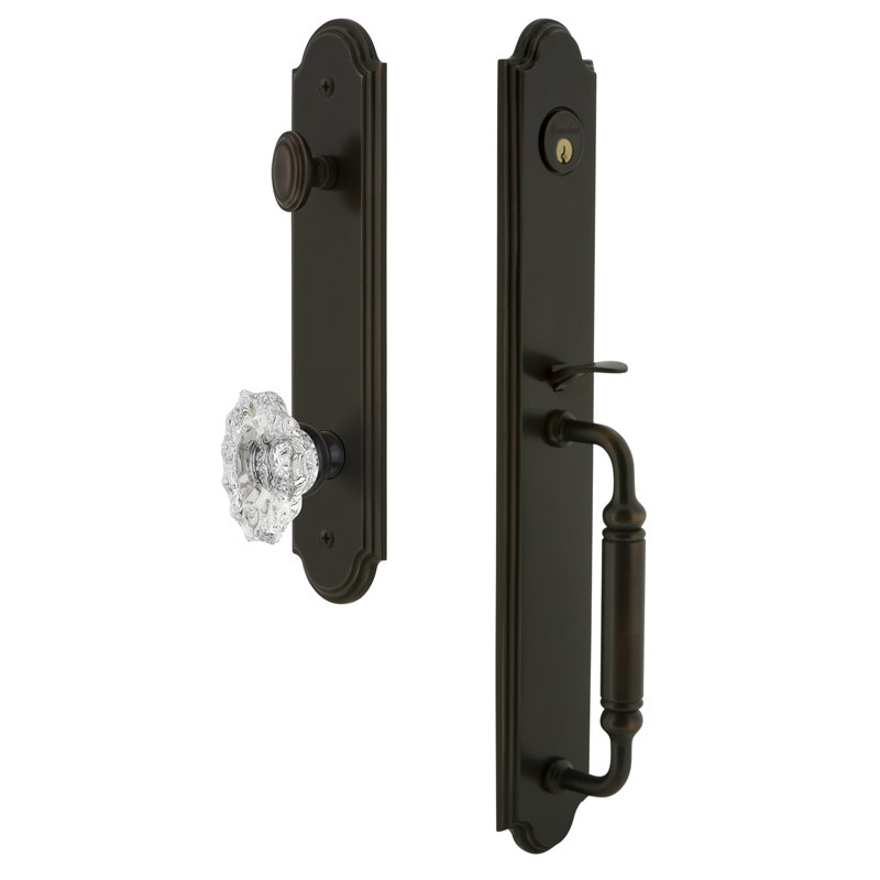Complete Inactive Arc Dummy Handleset with Biarritz Knob and Rosette, Timeless Bronze