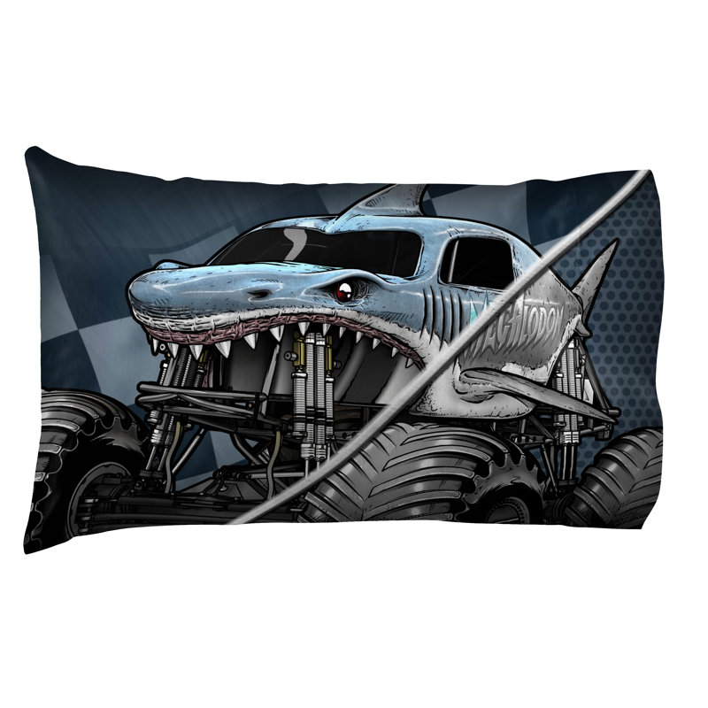 Gray Monster Truck Microfiber Twin Bed in a Bag Set