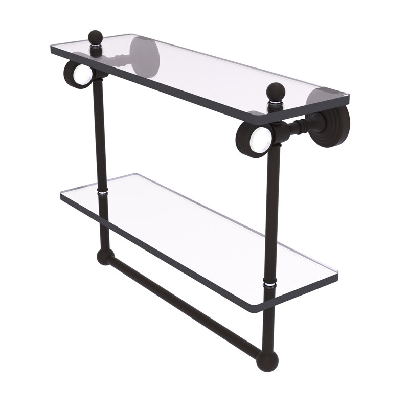 Jarrell 2 Piece Glass Tiered Shelf with Towel Bar, 13" H x 16" W x 5.12" D, Oil Rubbed Bronze