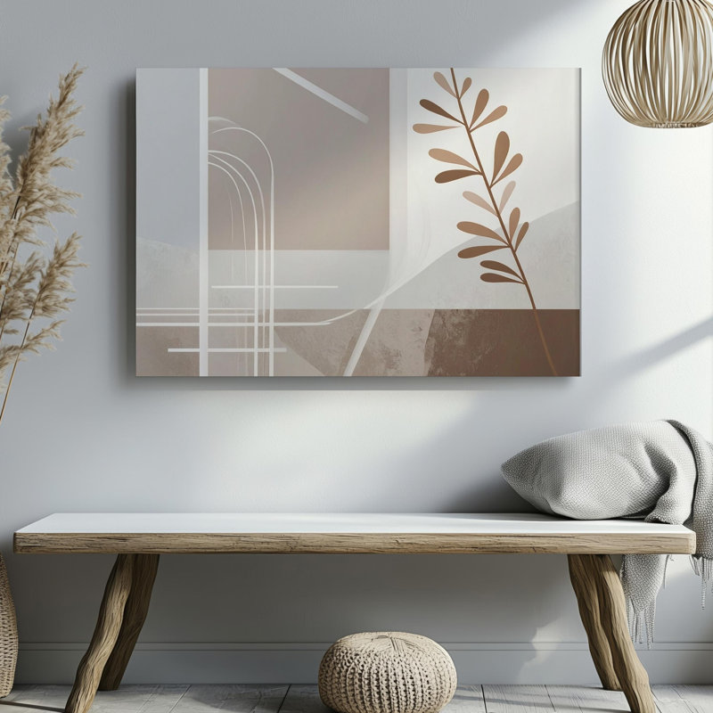 Art mural abstrait, branche minimaliste, toile botanique, prêt à accrocher, H 9 po x l 12 po